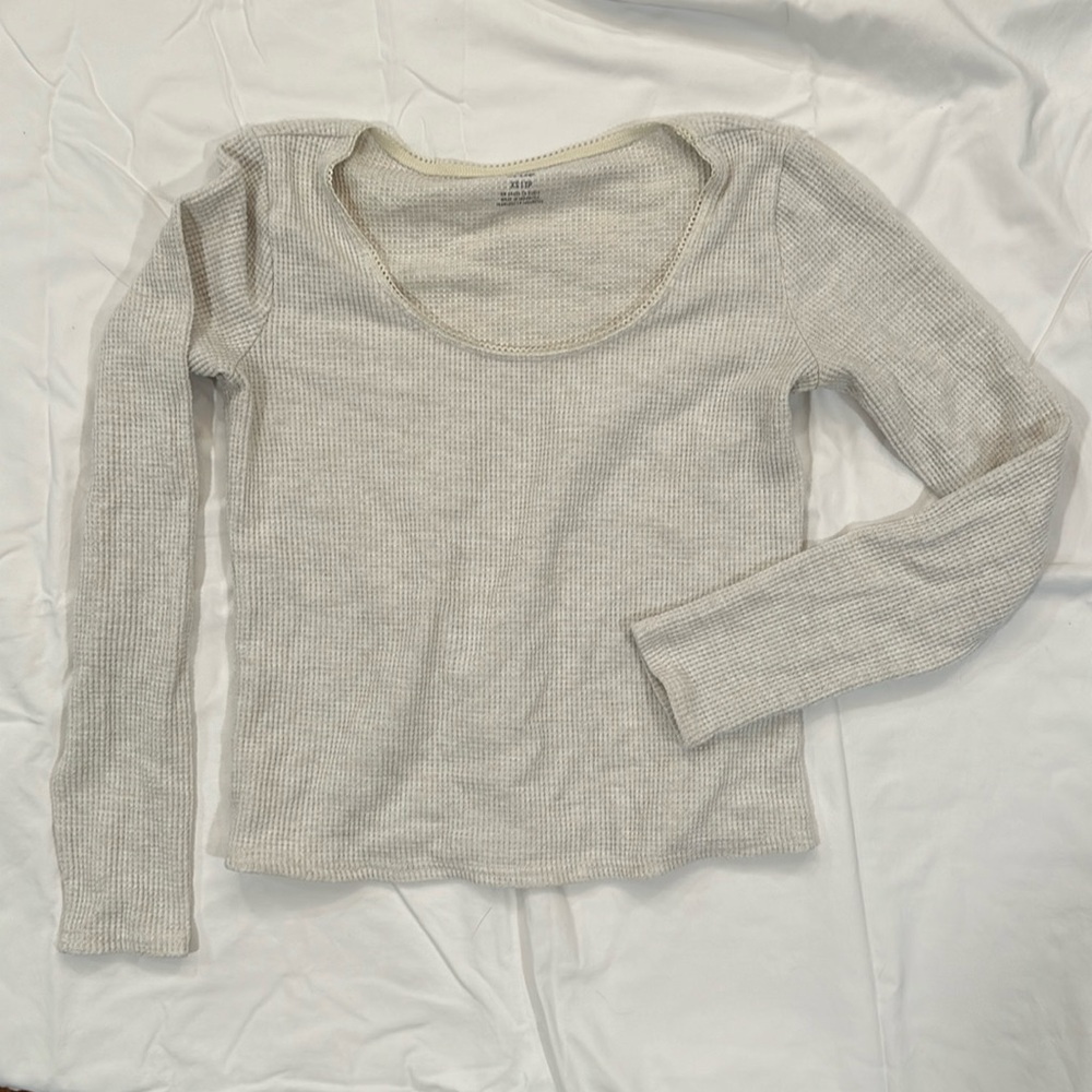 Aerie women’s XS pajama top waffle shirt cream color